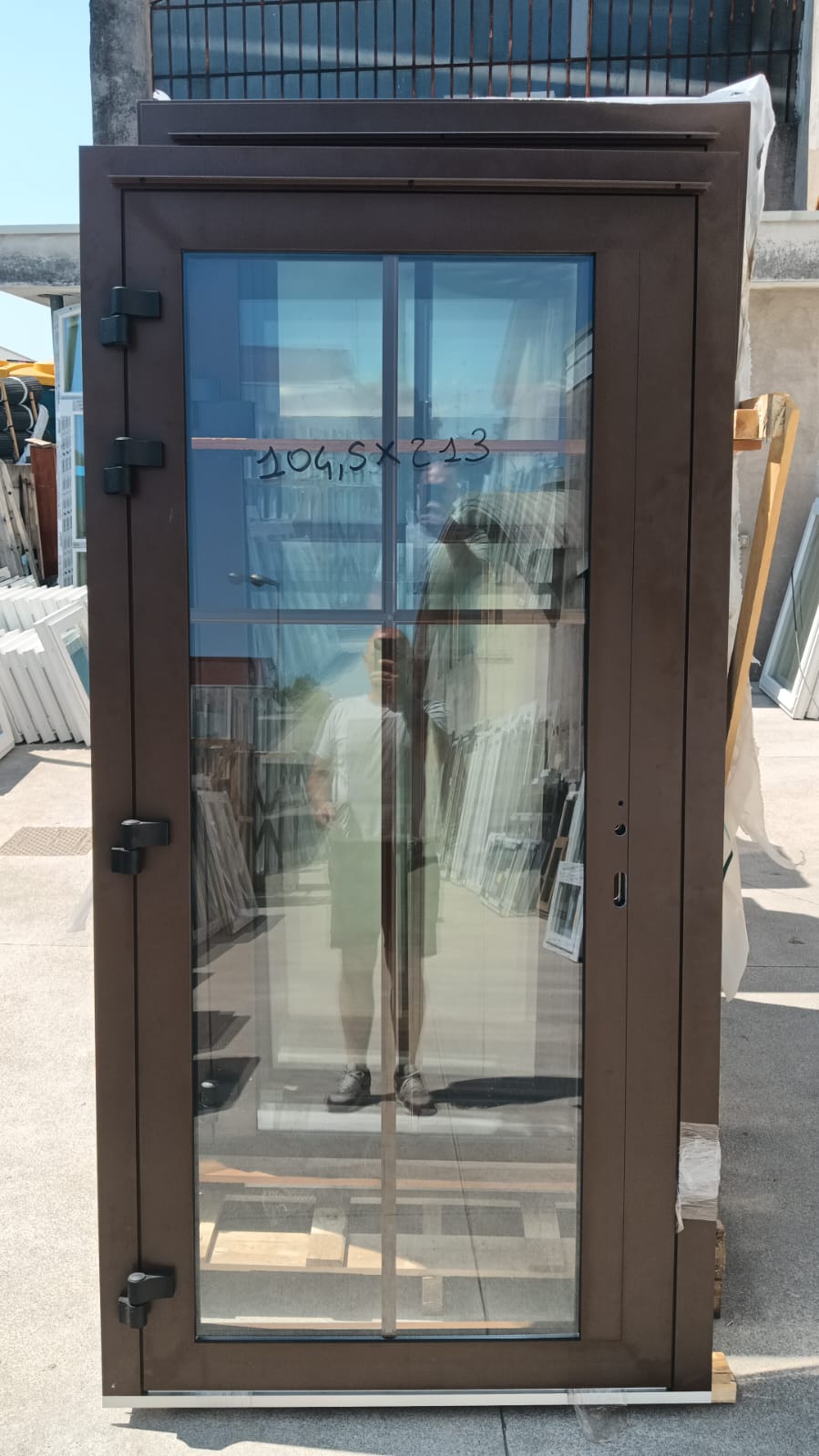 PORTONCINI IN ALLUMINIO MARRONE TAGLIO TERMICO, TUTTO VETRO, IN STOCK € 449,00